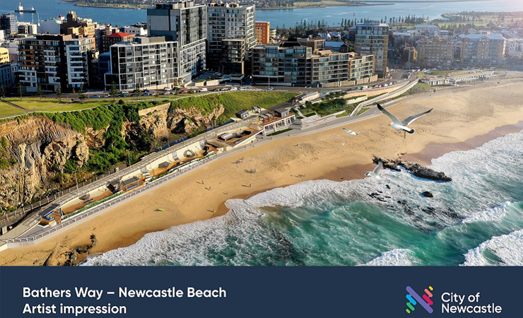 An artist impression of Bathers Way at Newcastle Beach