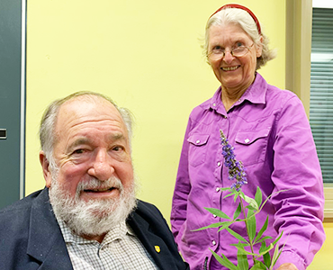 Denis Stewart and Jane Klein with chaste tree flower