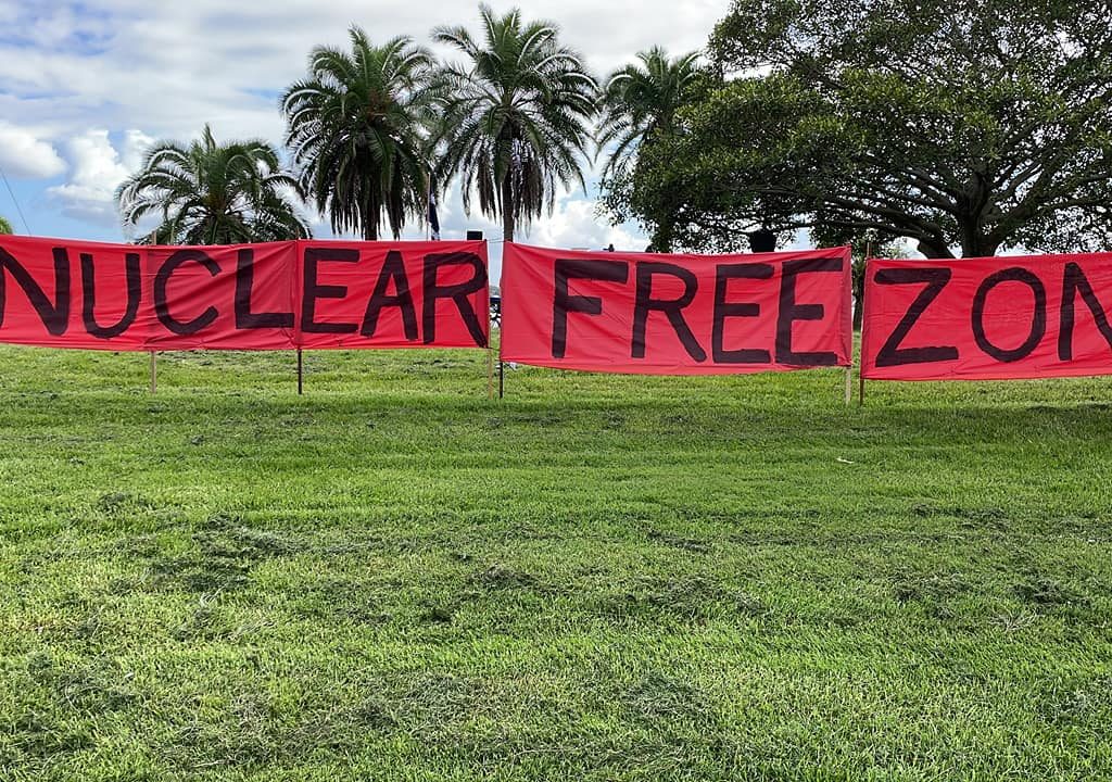 Protestors have gathered in Newcastle this morning, rallying against the possibility of a nuclear submarine base in the city.